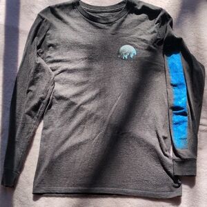 Urban Pipeline Gray Long Sleeve Shirt with Blue Galaxy Sleeve